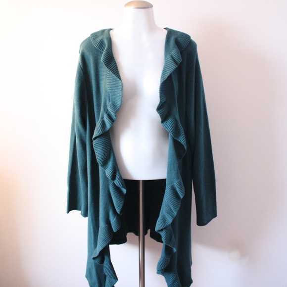 J. Jill Sweaters - NWT 2X J.Jill Teal Flyaway Cardigan